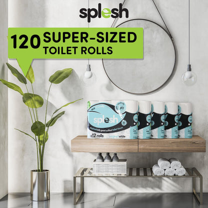 Splesh Toilet Roll Quilted White 120 Rolls with Culina Kitchen Towel 15 Rolls