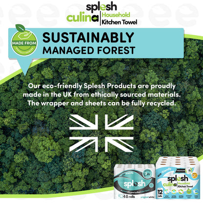 Splesh Toilet Roll Quilted White 48 Rolls with Culina Kitchen Towel 12 Rolls