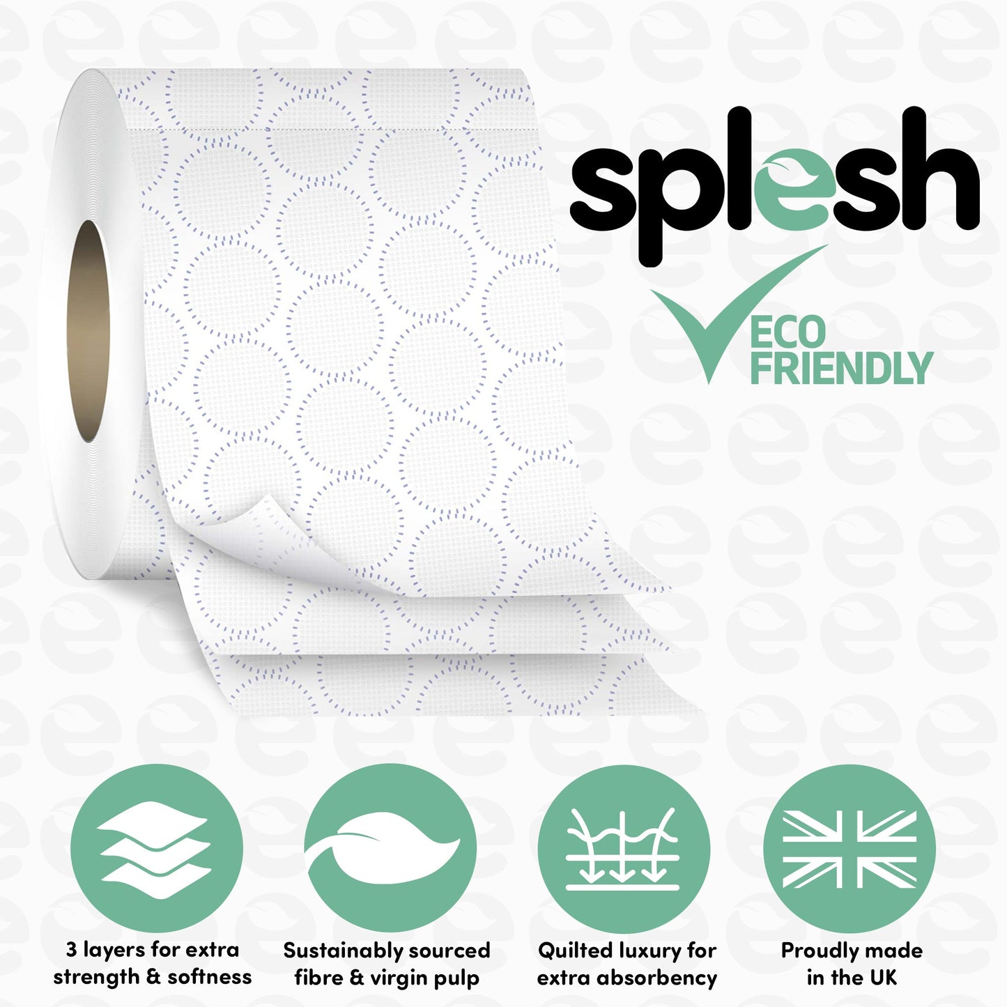 Splesh Toilet Roll, Soft & Quilted Eco-Friendly Lavender, 36 Rolls