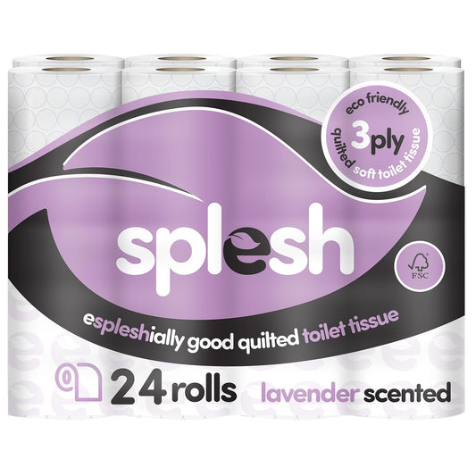 Splesh Toilet Roll Soft & Quilted 3-Ply Lavender Scented Toilet Tissue, 24 Rolls