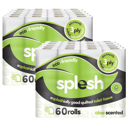 Splesh Soft & Quilted White, Lavender, Aloe Vera, Watermelon or Luna Bloom Toilet Tissue 120 Rolls